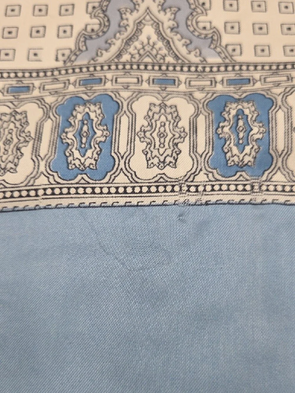 Vintage Reine Wolle Reversible Grey Blue Patterned Scarf